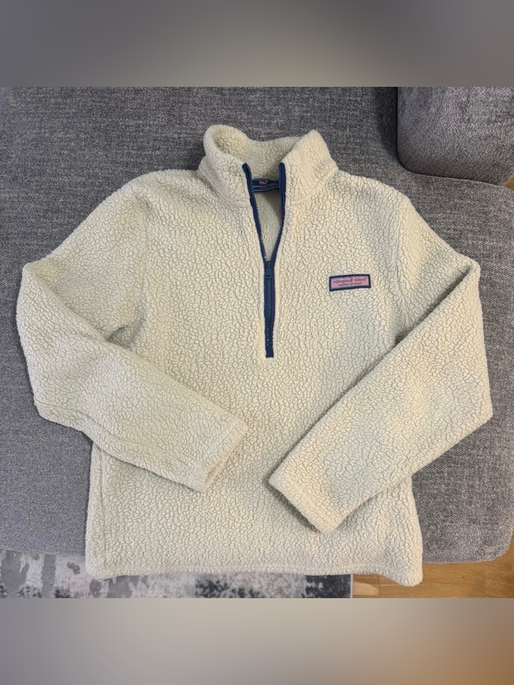 NEW Vineyard Vines Cream Sherpa Half-Zip Pullover
